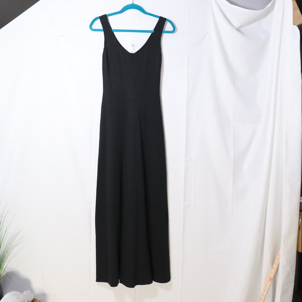 Maxi Dress Small Black Womens Sleeveless V-Neck Minimalist Gown